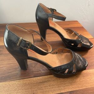 Black leather party shoes
